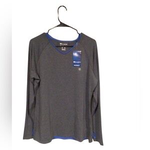 CHAMPION Shirt Women XXL Lightweight Pullover Gray Thumb Holes Athleisure Top